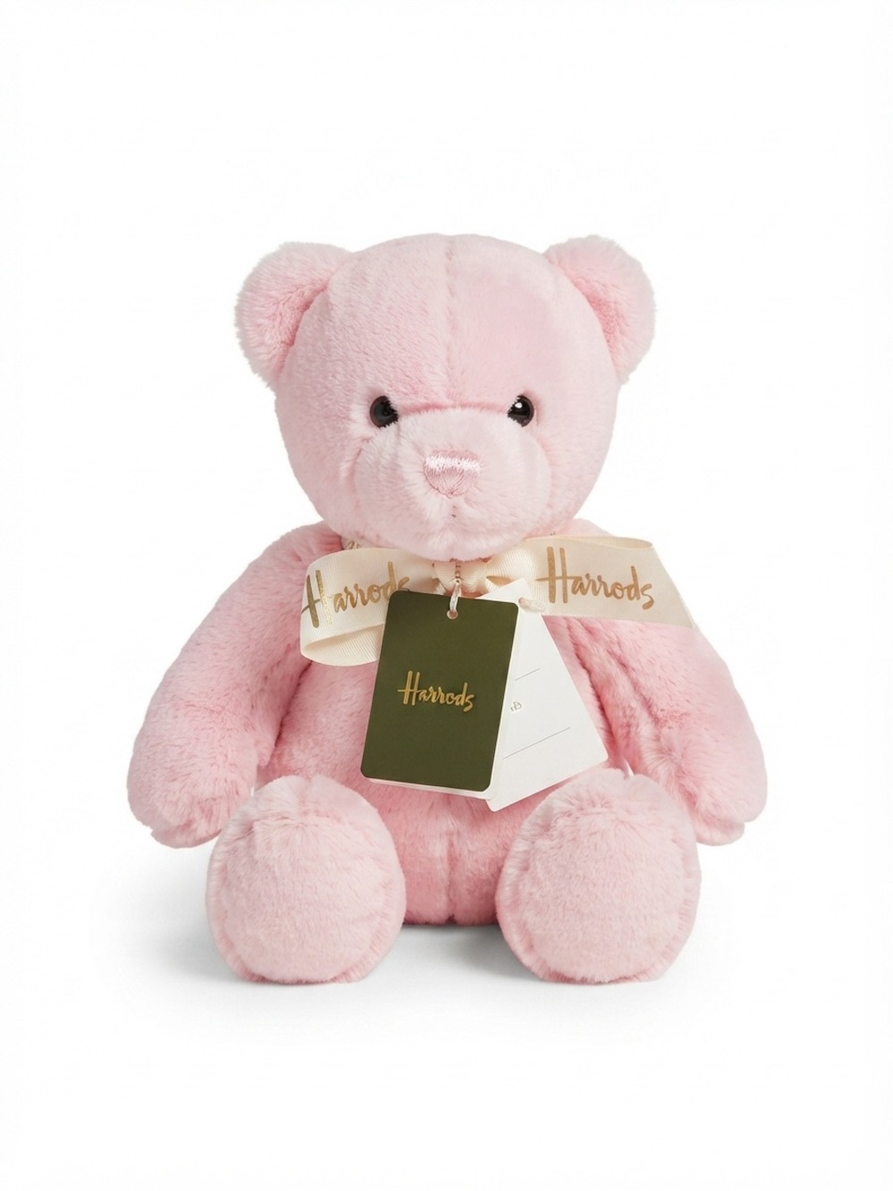 pink Harrods My Harrods Teddy, a soft plush toy glossy branded ribbon bow